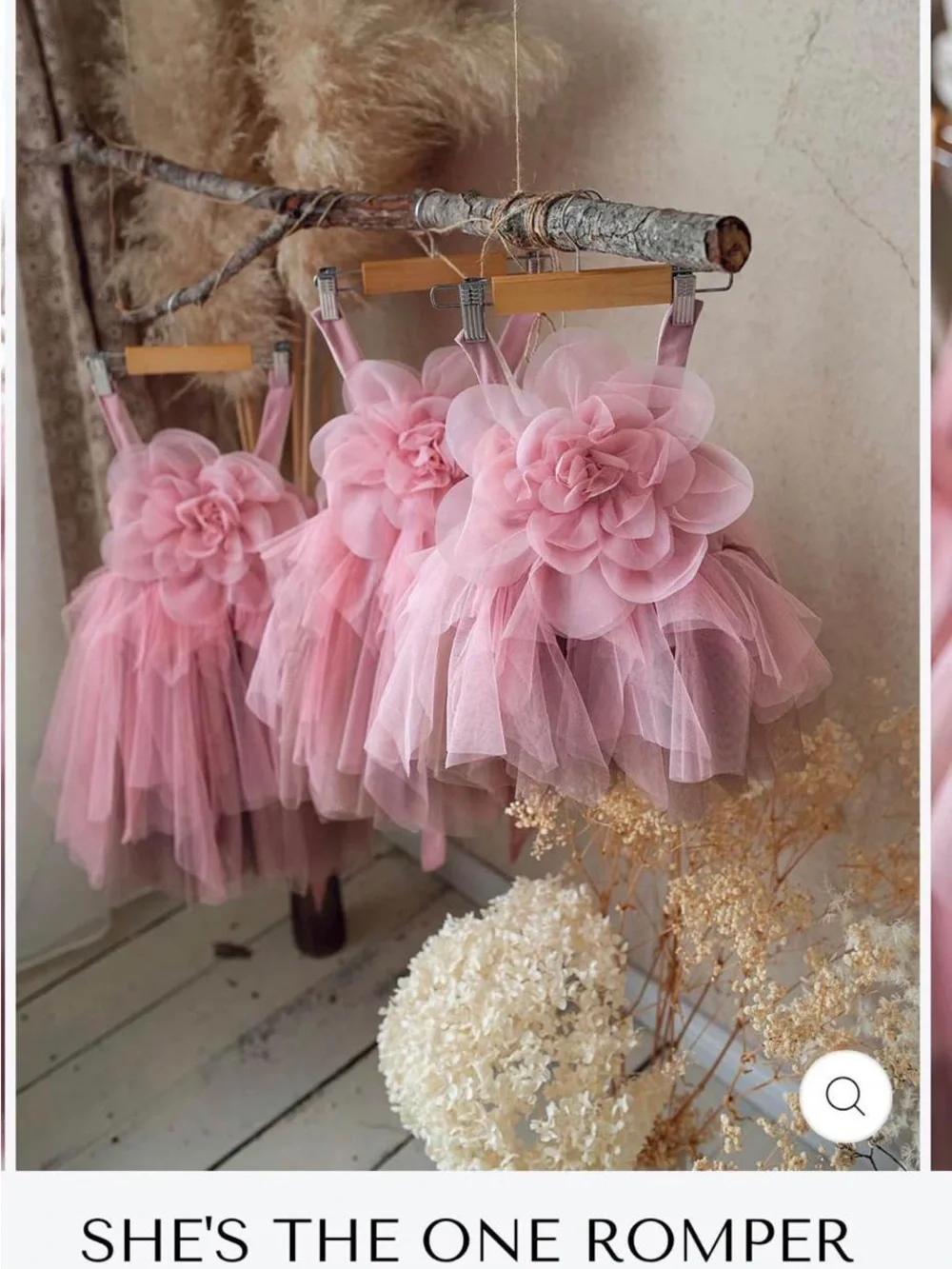 Tulle Flower Party Dress for Girls - Brown